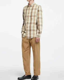 Chemise Regular Fit Moy à carreaux écru/marron-Gant New
