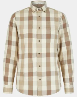 Chemise Regular Fit Moy à carreaux écru/marron-Gant New