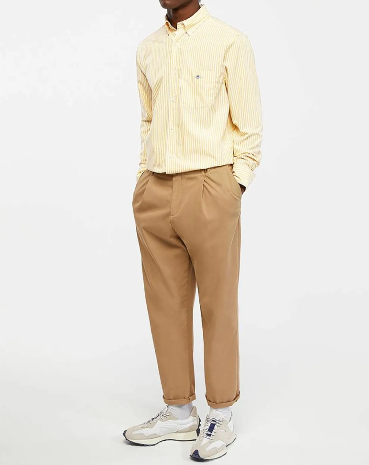 Chemise Regular Fit Stripe Basic jaune clair/blanc-Gant Outlet