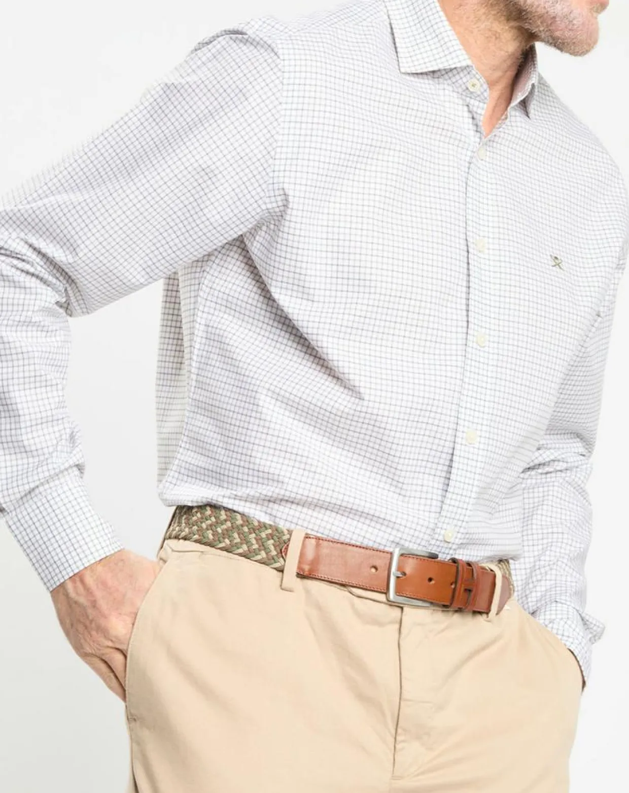 Chemise Regular Fit vichy tricolore blanc/kaki-Hackett London Hot
