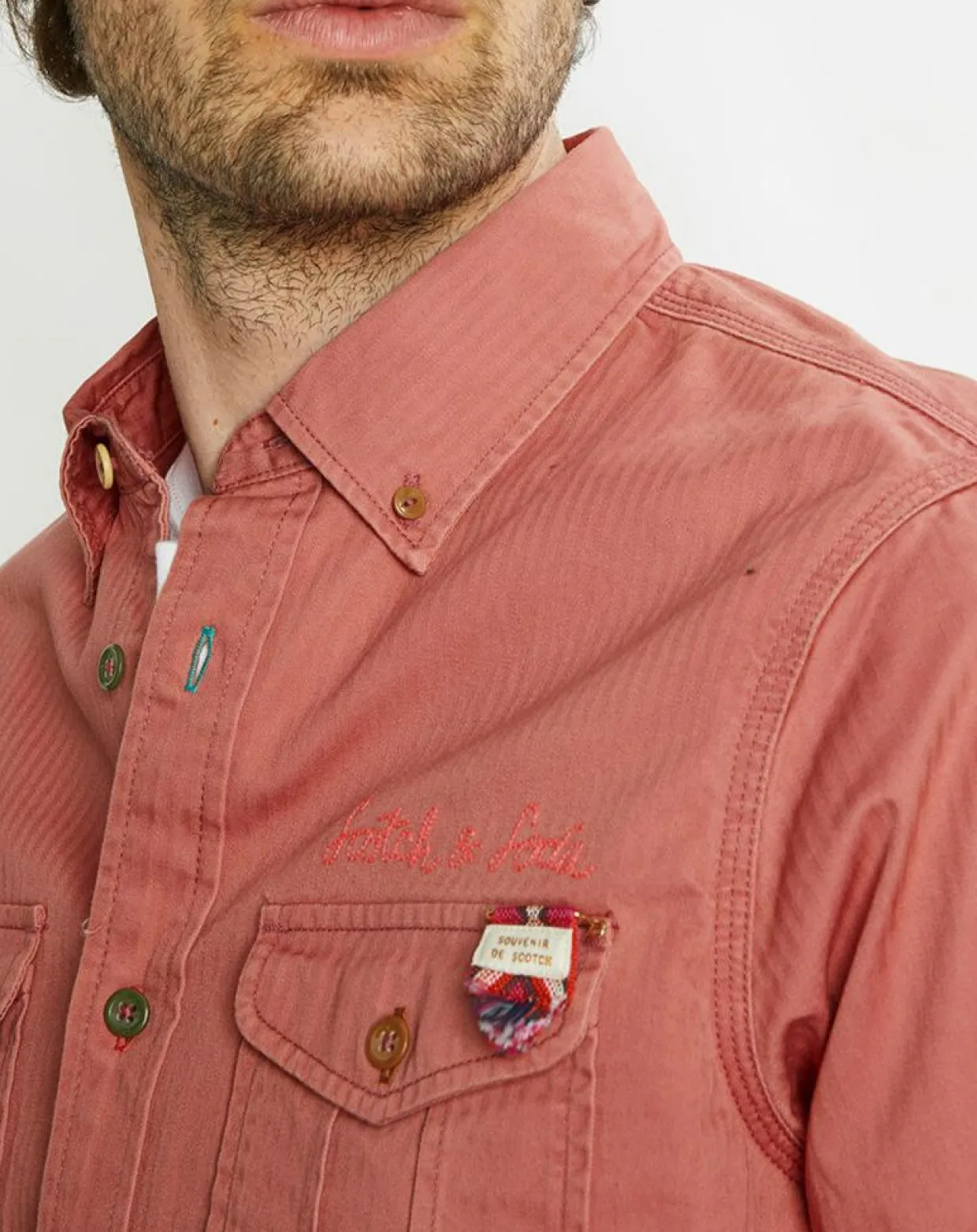 Chemise Regular Fit Western Washed rouge moyen-Scotch & Soda Discount