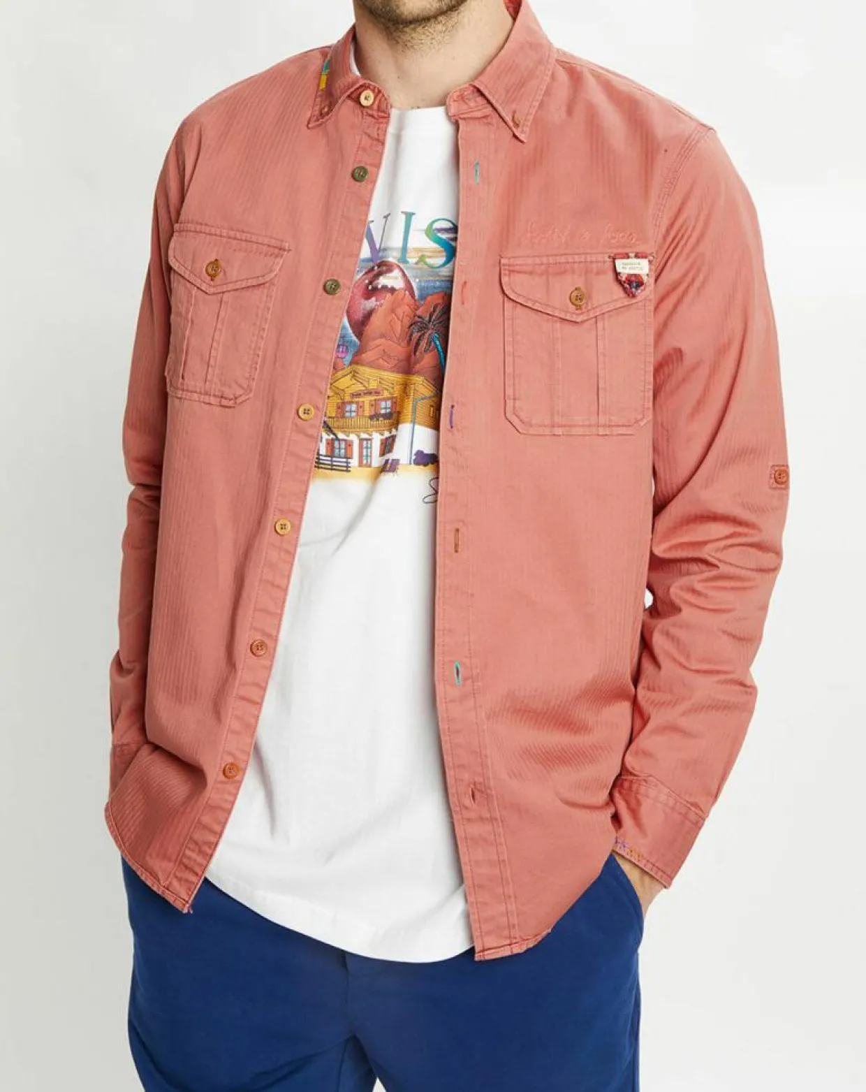 Chemise Regular Fit Western Washed rouge moyen-Scotch & Soda Discount