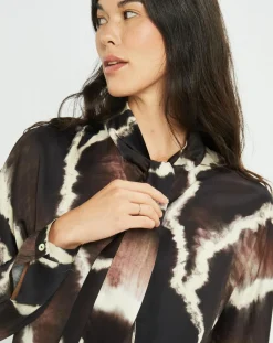 Femme Lauren Vidal Chemises^Chemise satinée Plume imprimée café