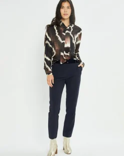 Femme Lauren Vidal Chemises^Chemise satinée Plume imprimée café