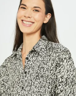 Chemise satinée Vogue imprimée noir/écru-Lauren Vidal Hot