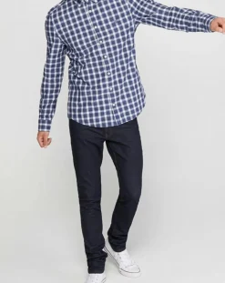 Chemise slim à carreaux bleu/blanc-Marc O'Polo New
