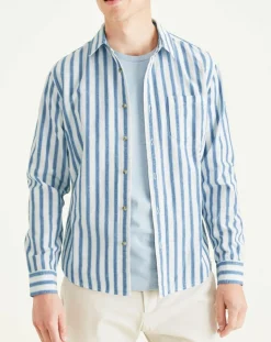 Homme Dockers Chemises^Chemise Slim Alpha Icon à rayures bleu/blanc