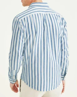 Homme Dockers Chemises^Chemise Slim Alpha Icon à rayures bleu/blanc