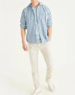 Homme Dockers Chemises^Chemise Slim Alpha Icon à rayures bleu/blanc