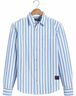 Homme Dockers Chemises^Chemise Slim Alpha Icon à rayures bleu/blanc