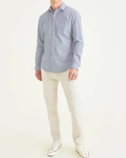 Homme Dockers Chemises^Chemise Slim Alpha Icon imprimée bleue