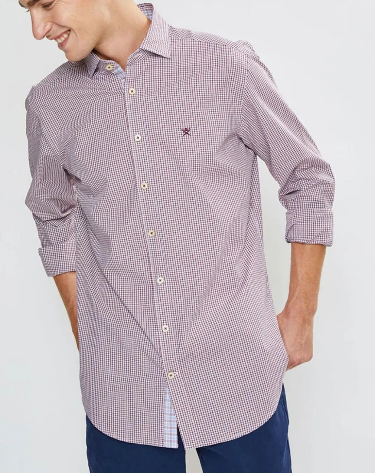 Chemise Slim Fit à carreaux rouge-Hackett London Sale