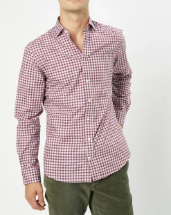 Homme Hackett London Chemises^Chemise Slim Fit à carreaux vichy rouge/blanc