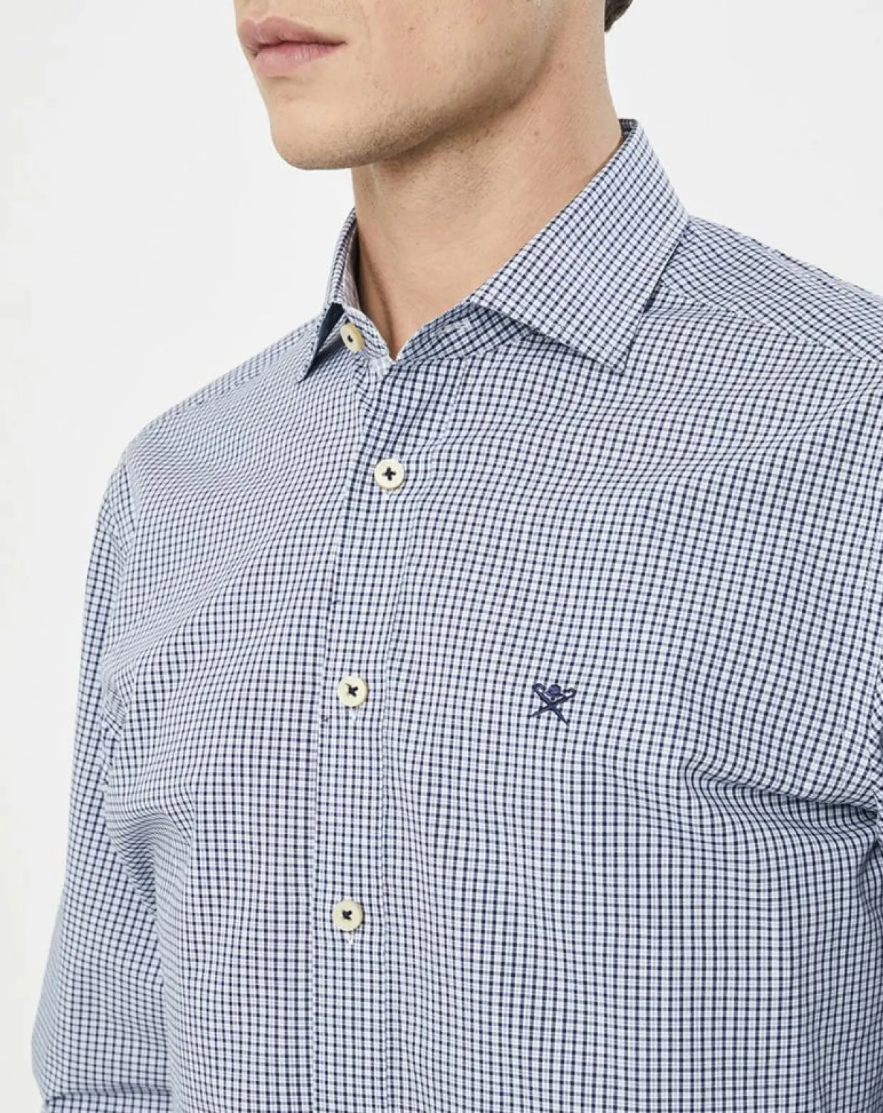 Chemise Slim Fit carreaux bleue-Hackett London New