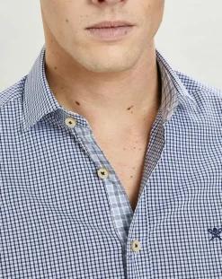 Chemise Slim Fit carreaux bleue-Hackett London New