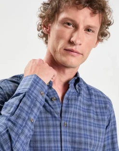 Chemise Slim Fit à carreaux bleue-Hackett London New
