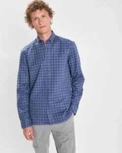 Chemise Slim Fit à carreaux bleue-Hackett London New