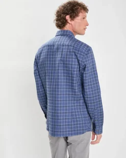 Chemise Slim Fit à carreaux bleue-Hackett London New