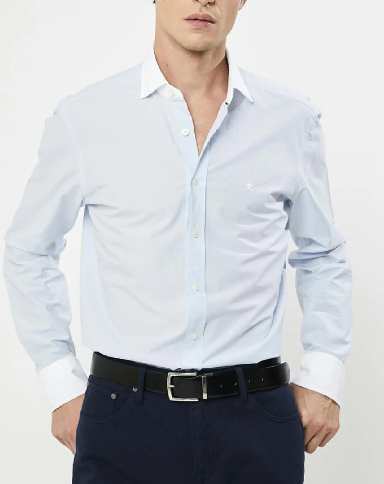 Chemise Slim Fit à fines rayures bleue-Hackett London New