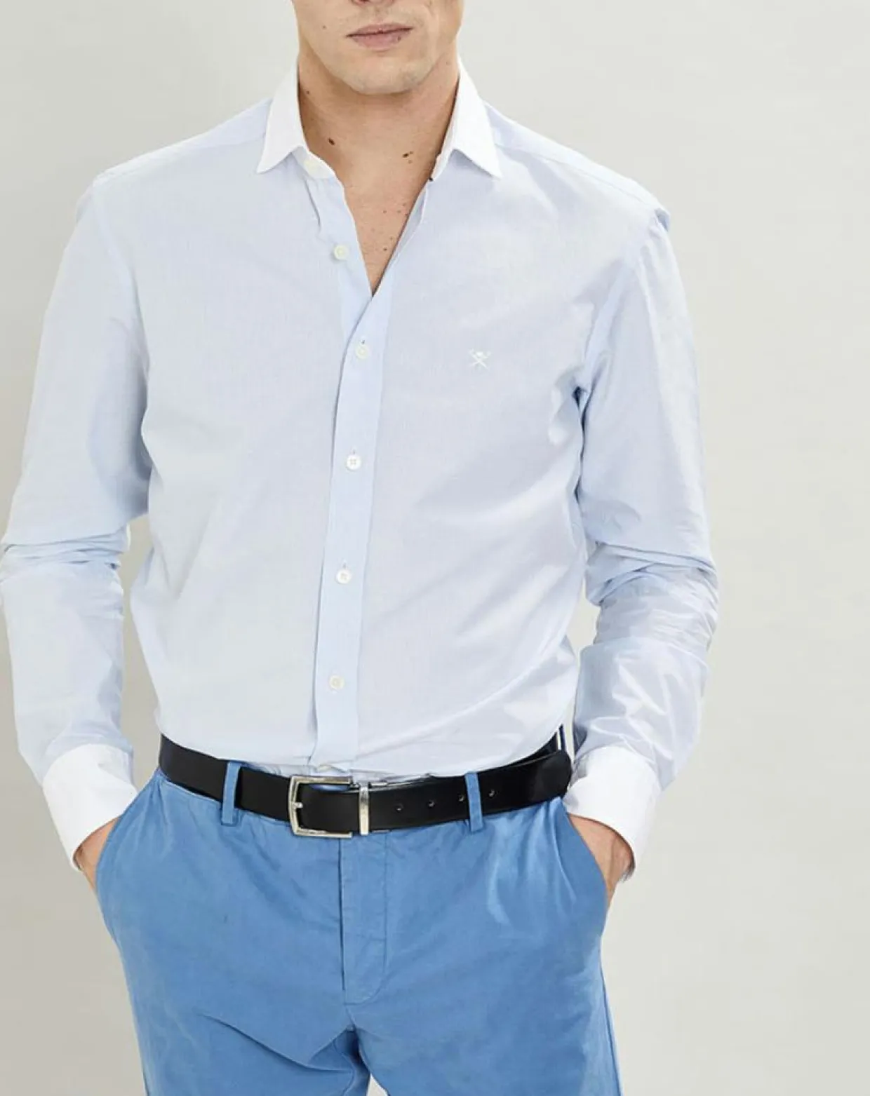 Chemise Slim Fit à fines rayures bleue-Hackett London New