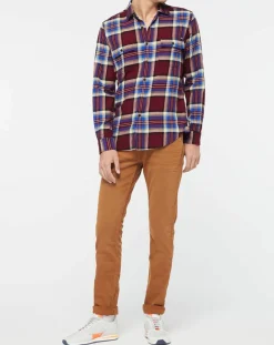 Homme Replay Chemises^Chemise Slim Fit à grands carreaux bordeaux/bleu