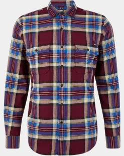 Homme Replay Chemises^Chemise Slim Fit à grands carreaux bordeaux/bleu