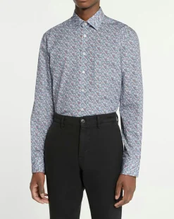 Chemise Slim Fit à imprimé floral bleue-Hackett London