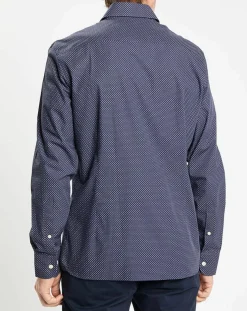 Homme Hackett London Chemises^Chemise Slim Fit à micro imprimé géométrique bleue