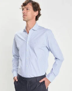 Chemise Slim Fit à rayures bleu clair-Hackett London Hot