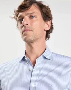 Chemise Slim Fit à rayures bleu clair-Hackett London Hot