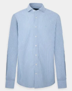 Chemise Slim Fit à rayures bleu clair-Hackett London Hot