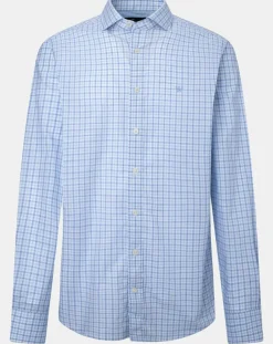 Chemise Slim Fit à vichy tricolore bleu ciel-Hackett London New