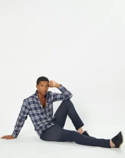 Homme Hackett London Chemises^Chemise Slim Fit Dark à carreaux bleue