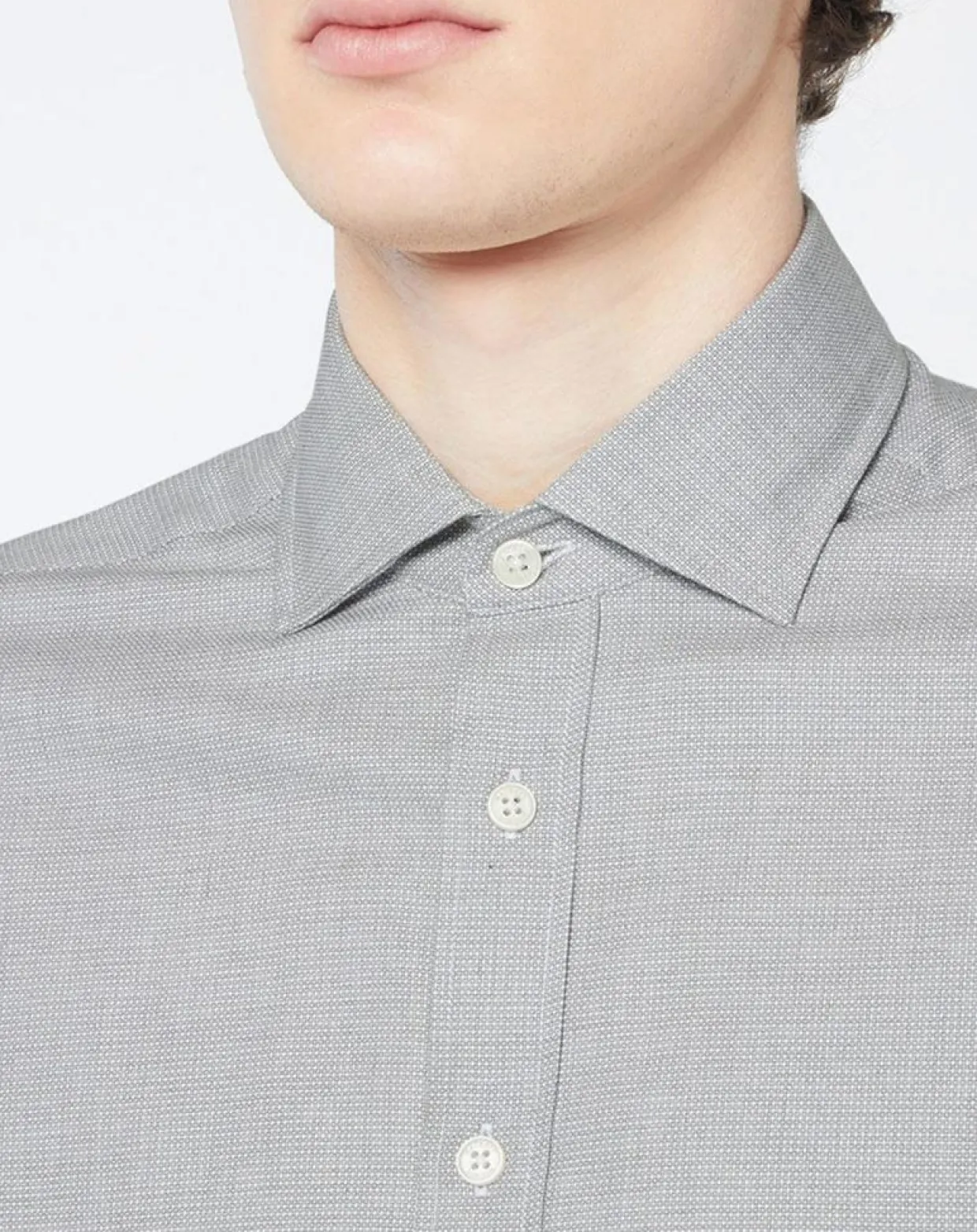 Chemise Slim Fit Dobby gris clair-Hackett London New