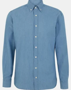 Homme Hackett London Chemises^Chemise Slim Fit en Denim bleue