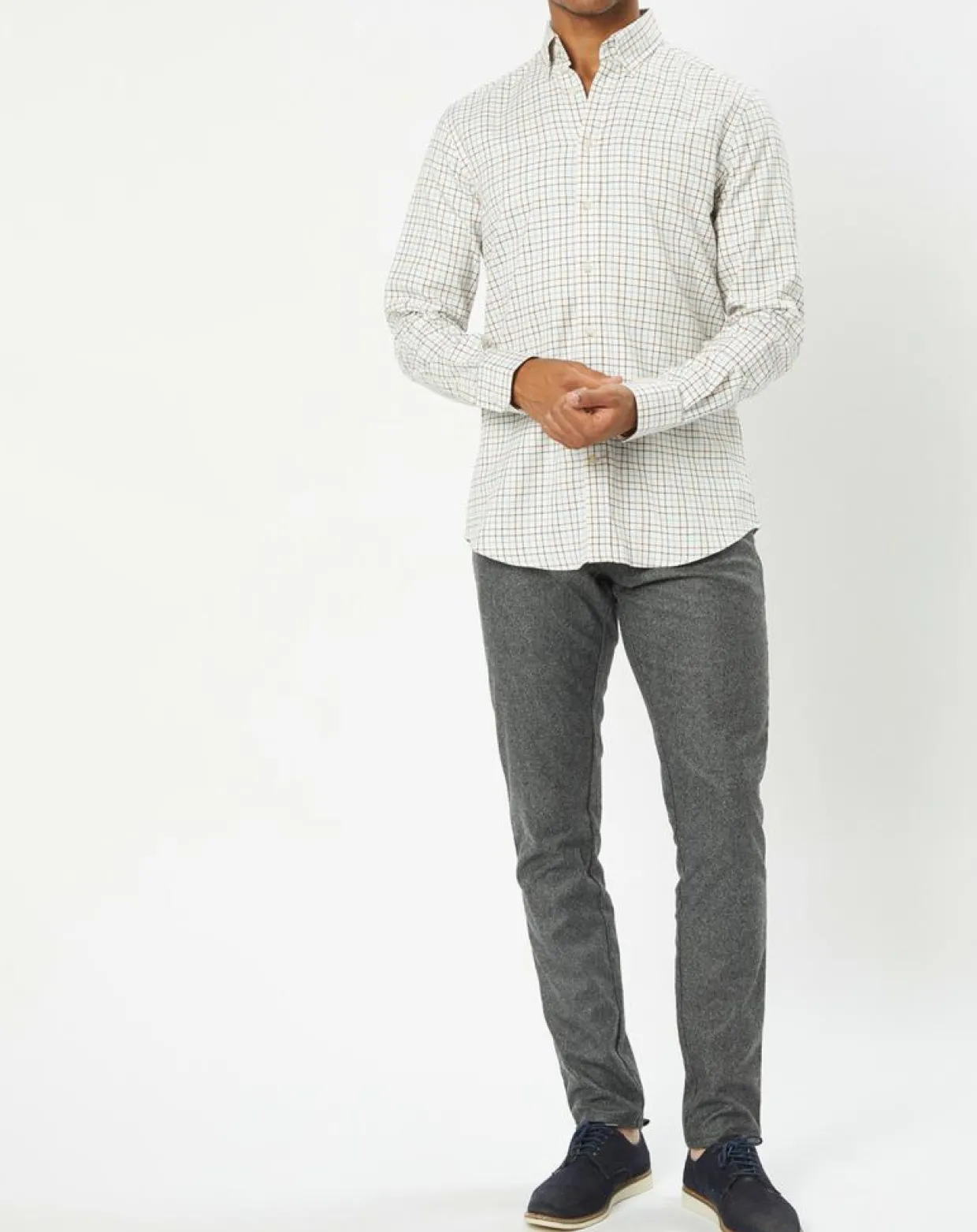 Chemise Slim Fit en Flanelle à carreaux écru/rouge/bleu-Hackett London Clearance