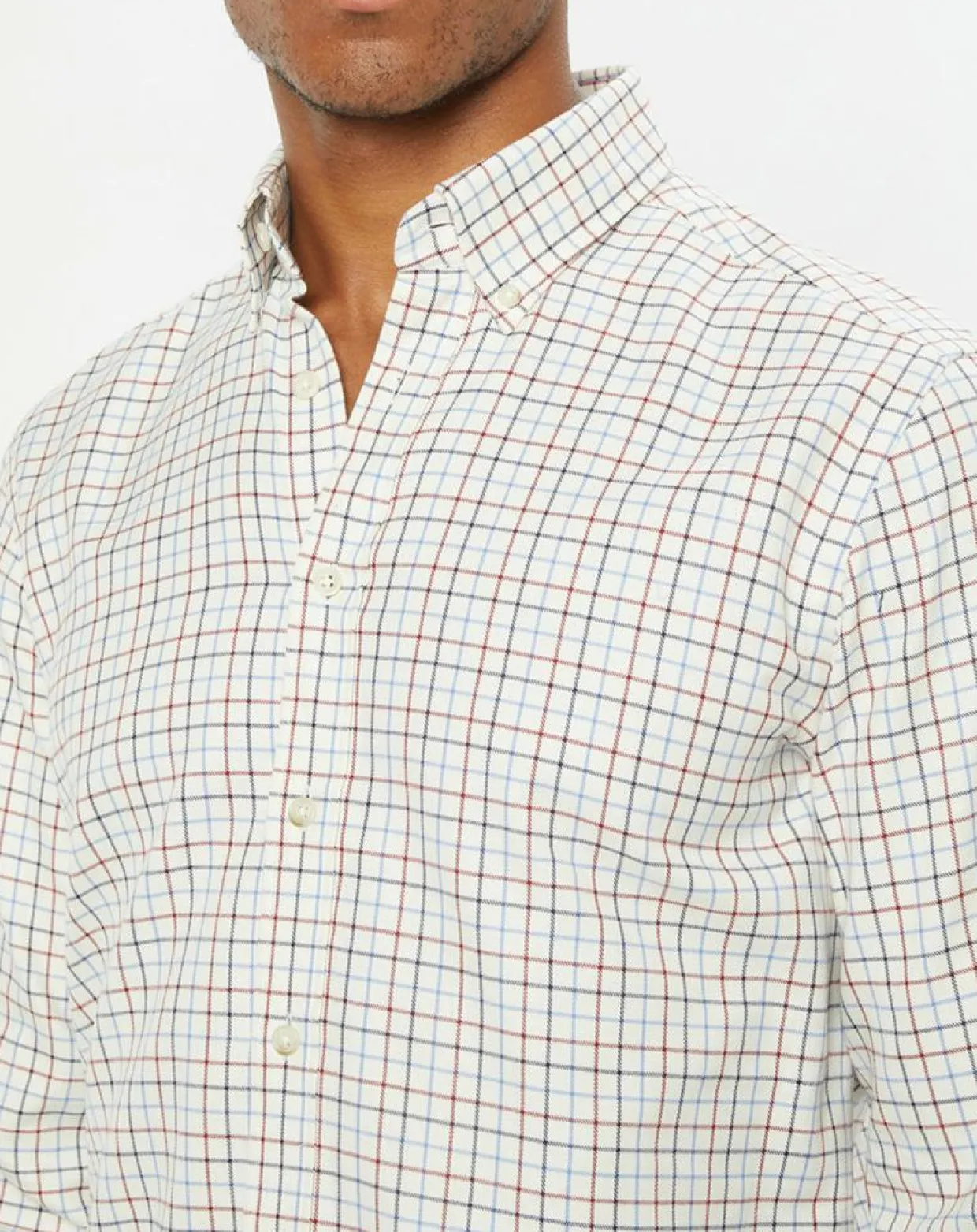 Chemise Slim Fit en Flanelle à carreaux écru/rouge/bleu-Hackett London Clearance