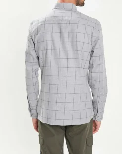 Chemise Slim Fit en Flanelle à carreaux gris clair-Hackett London Clearance