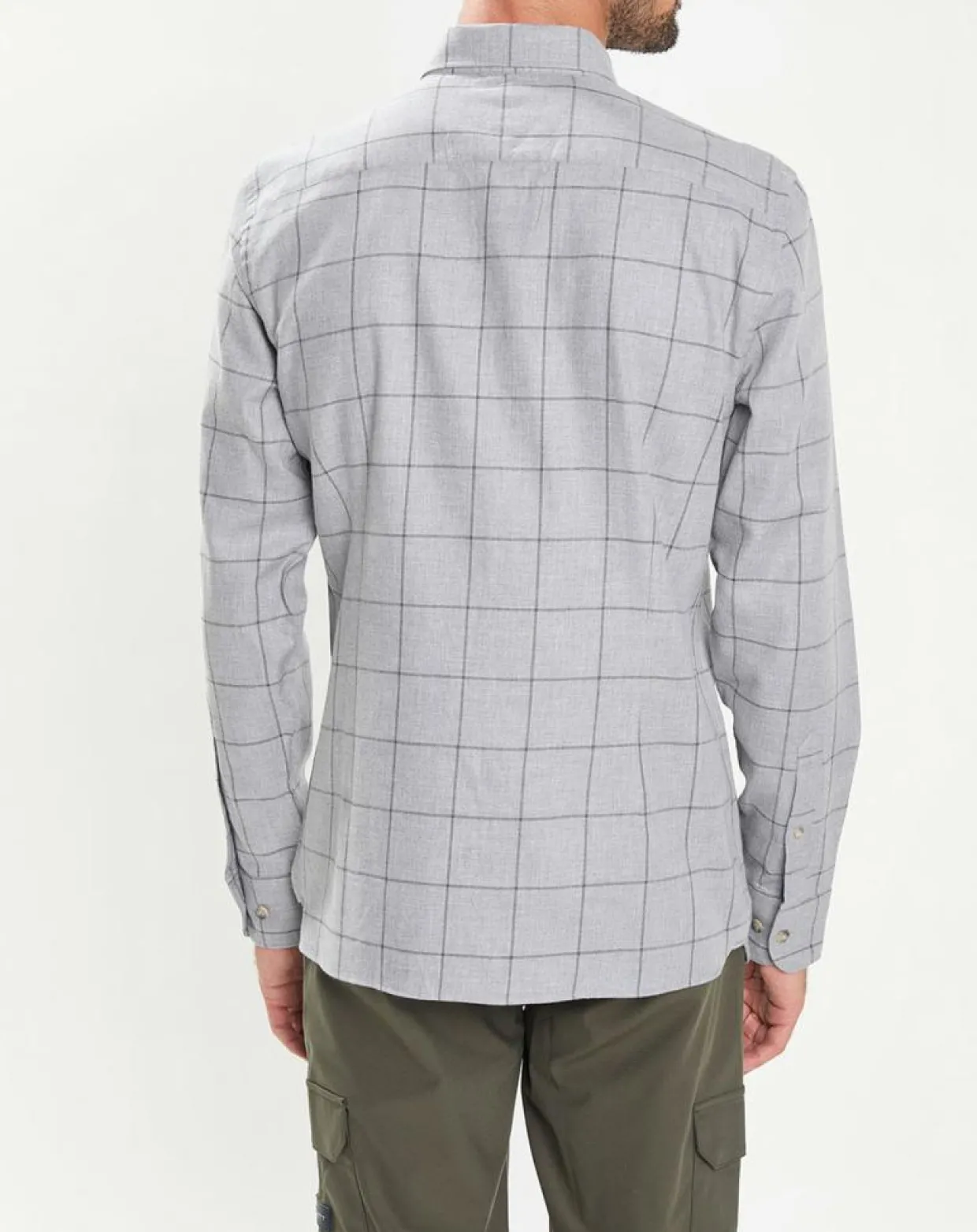 Chemise Slim Fit en Flanelle à carreaux gris clair-Hackett London Clearance