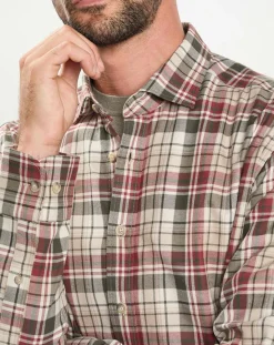 Chemise Slim Fit en Flanelle Tartan beige/rouge/kaki-Hackett London Discount