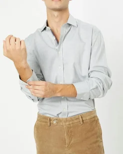 Chemise Slim Fit en Flanelle Chevron gris clair-Hackett London Sale