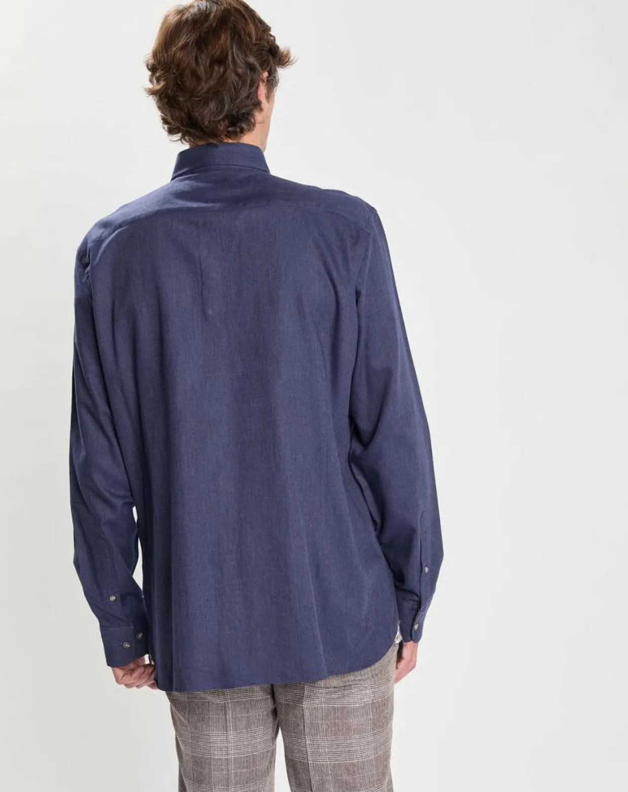 Homme Hackett London Chemises^Chemise Slim Fit en Flanelle unie bleu moyen