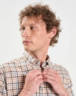 Chemise Slim Fit en Flanelle Vichy beige/multicolore-Hackett London Online