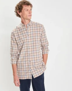 Chemise Slim Fit en Flanelle Vichy beige/multicolore-Hackett London Online