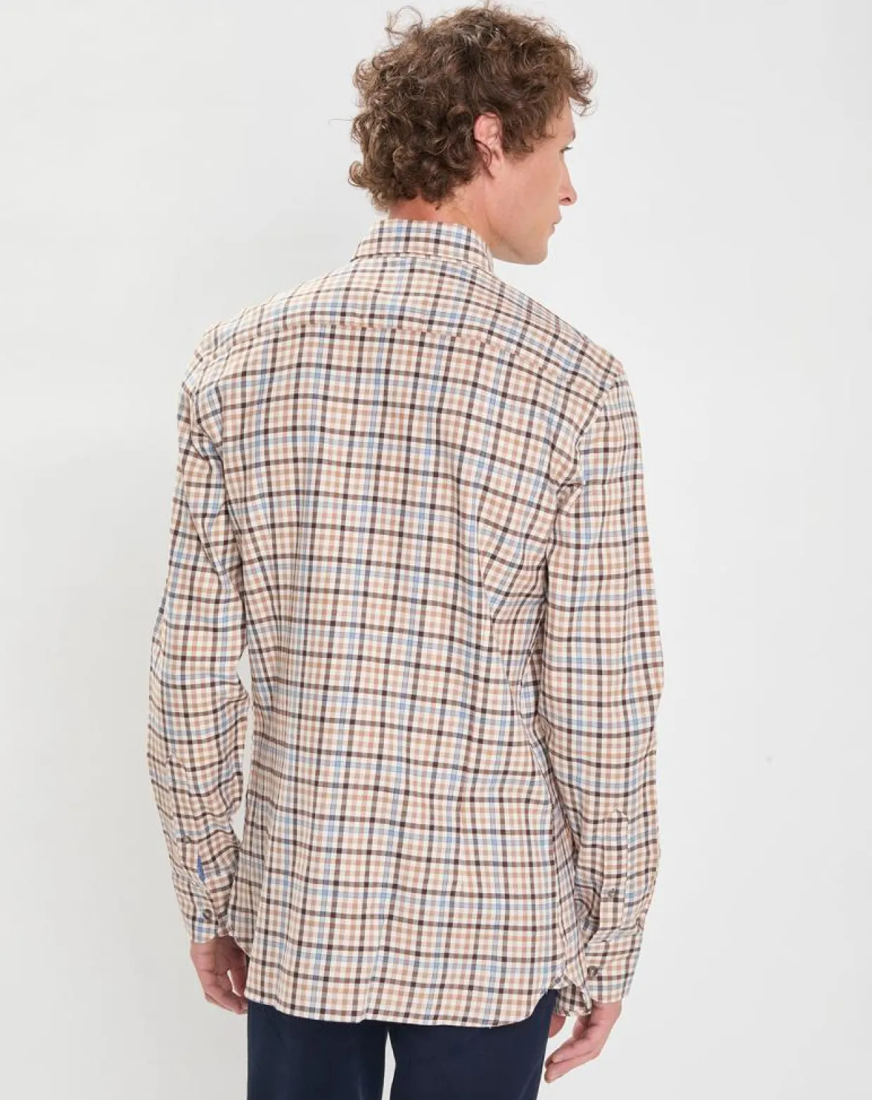 Chemise Slim Fit en Flanelle Vichy beige/multicolore-Hackett London Online