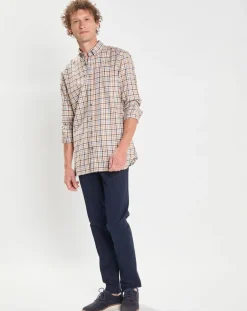 Chemise Slim Fit en Flanelle Vichy beige/multicolore-Hackett London Online