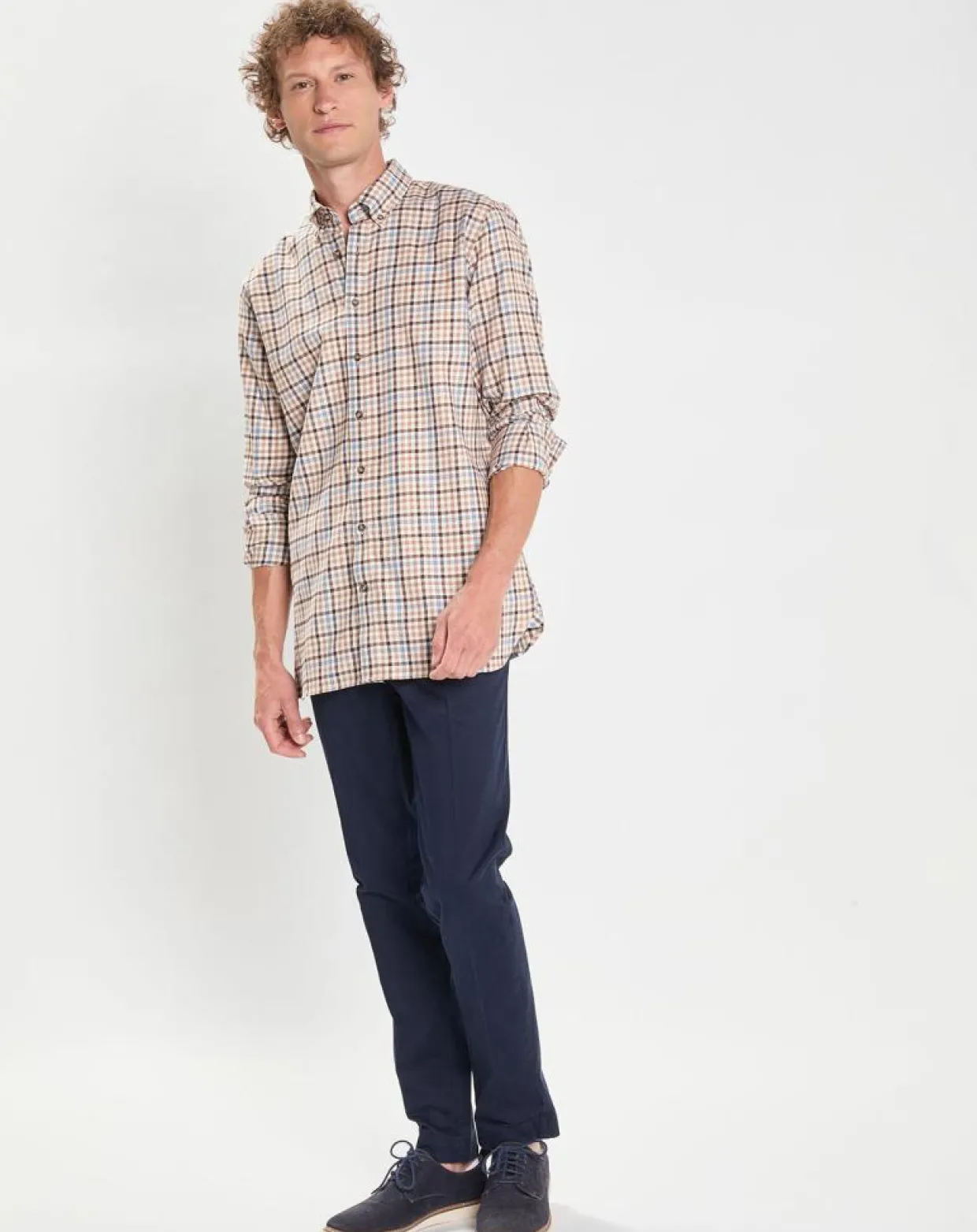 Chemise Slim Fit en Flanelle Vichy beige/multicolore-Hackett London Online