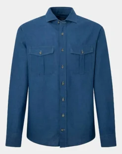 Homme Hackett London Chemises^Chemise Slim Fit en Lin & Coton Saharien bleu moyen