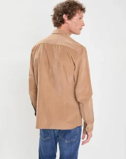Chemise Slim Fit en Velours Milleraies beige-Hackett London Best