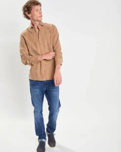 Chemise Slim Fit en Velours Milleraies beige-Hackett London Best